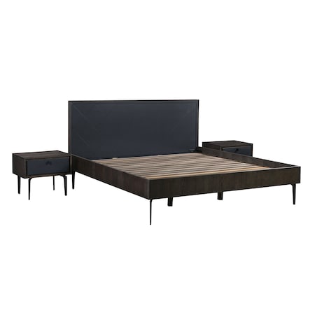 Armen Living Cross Dark Gray Solid Oak King 3pc Bedroom Set SETCRBDKG3A